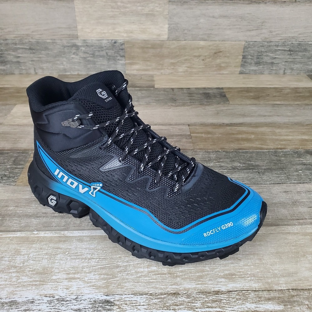 Inov-8 RocFly G 390 Boots Mens 9 Black Blue Running Hiking Ankle Boot